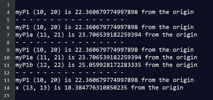 ผลลัพธ์การทำงานของตัวอย่างโค้ด struct ที่เป็น immutable